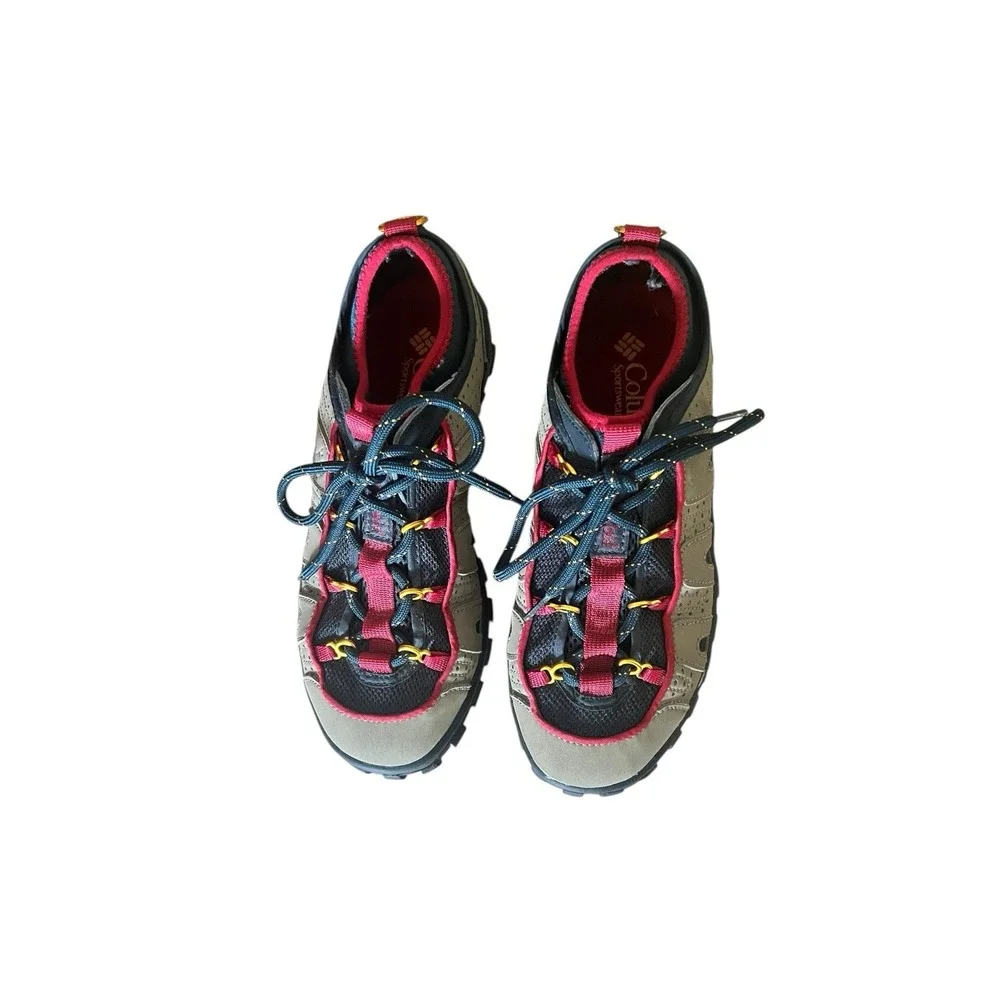 COLUMBIA Mens Red, Navy & Tan Suede ‎ Water Shoes Snake River Trainer Size 8.5